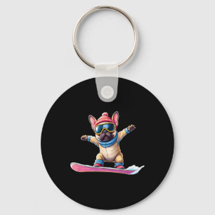 Porte-clés Tournoi Français Bulldog Snowboard Sports d'hiver