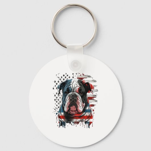 Porte-clés TOUS LES AMÉRICAINS Amateurs de CHIENS anglais bul (Recto)