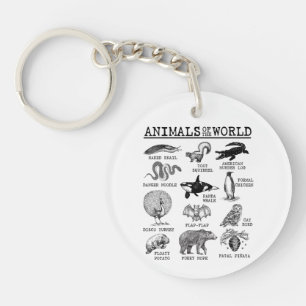 Porte-clés Tous les Animaux du Monde Vintage Drôle Animaux Me