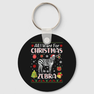Porte-clés Tout Ce Que Je Veux Pour Noël C'Est Un Zebra Funny