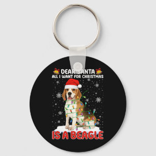 Porte-clés Tout Ce Que Je Veux Pour Noël Est Beagle Santa Hat