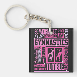 Porte-clés Tout sur Gymnastique Typographie en rose