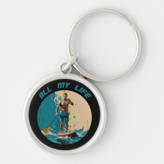 Porte-clés Toute ma vie est la planche à pédales surf (Devant)