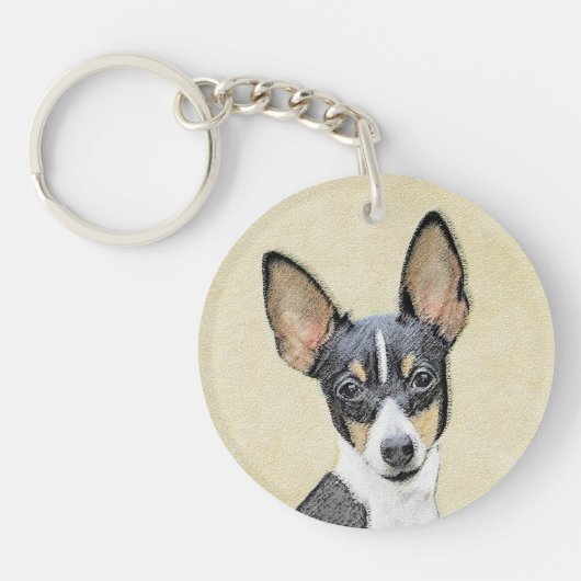 Porte-clés Toy Fox Terrier Peinture - Cute Original Chien Art (Devant)