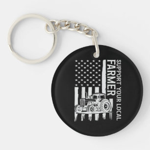Porte-clés Tracteur d'agriculture patriotique Drapeau USA Fêt