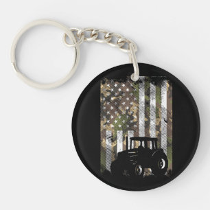 Porte-clés Tracteur de drapeau de camouflage Camion de ferme