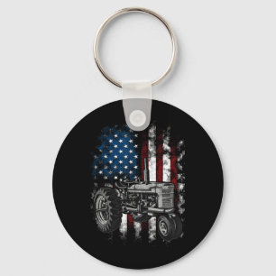 Porte-clés Tracteur patriotique Drapeau américain Tracteur Fe