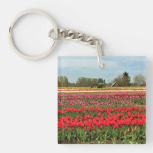 Porte-clés Tracteur vert en Tulip Field, Oregon