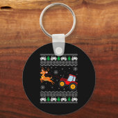 Porte-clés Tractor Ugly Christmas Tree Holiday Funny Xmas Boy (Recto)