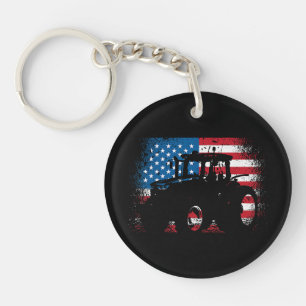 Porte-clés Tractor USA Drapeau design pour Patriotic Farmer