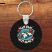 Porte-clés Train Hart Rest Harder Barbell Bodybuilding 1 (Recto)