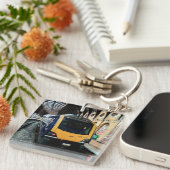 Porte-clés Train jaune et bleu, à la gare de York (Devant Droit)