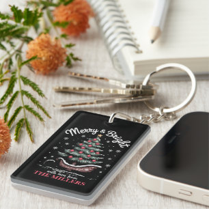 Porte-clés Traîneau de Noël personnalisé Arbre Joyeux & Lumin