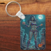 Porte-clés Traite d'Halloween ou ami Zombie w Cerveau (Recto)