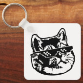 Porte-clés Traiter Avec Il Lunettes Mème Chat (Recto)