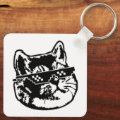Porte-clés Traiter Avec Il Lunettes Mème Chat (Verso)