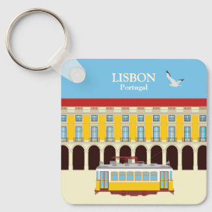 Porte-clés Tramway jaune vintage de Lisbonne