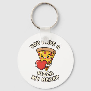 Porte-clés Tranche de pizza de la Saint-Valentin mignonne – C