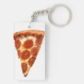 Porte-clés tranche de pizza pepperoni classique de SlipperyJo (Dos)
