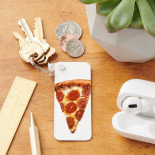 Porte-clés tranche de pizza pepperoni classique de SlipperyJo