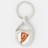 Porte-clés tranche de pizza pepperoni classique de SlipperyJo (Devant)