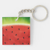 Porte-clés Tranche géante de pastèque à l'aquarelle mignonne (Dos)