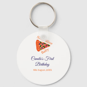 Porte-clés Trancher Trancher Pizza bébé brun bleu 1er anniver