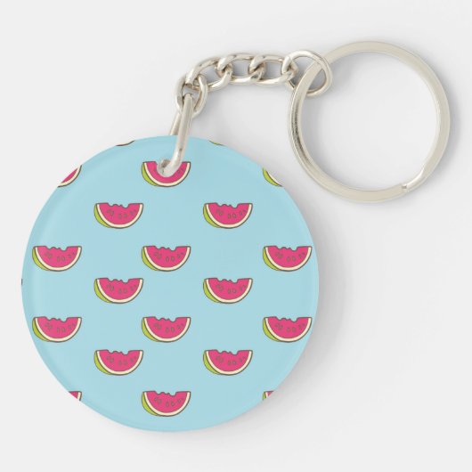 Porte-clés Tranches de pastèque sur le motif turquoise (Dos)