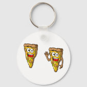 Porte-clés Tranches de pizza aux champignons heureux (Recto)