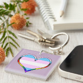 Porte-clés Trans Pride Heart Keychain (Devant Droit)