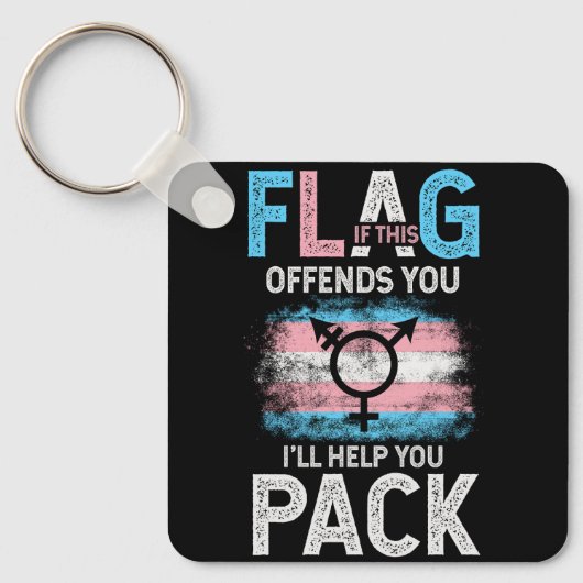 Porte-clés Transgenre Si Ce Drapeau Vous Offense Trans Transg (Recto)