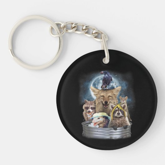 Porte-clés Trash Animaux hurler à la Lune Funny Team Trash (Devant)