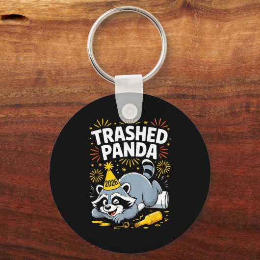 Porte-clés Trashed Panda New Year 2026 Funny Raccoon Design (Recto)
