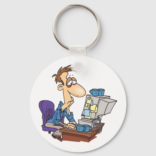 Porte-clés Travailleur de bureau en surmenage Funny Employé f (Recto)