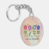 Porte-clés Travailleur social, Pastel Springtime Design, (Devant gauche)