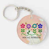 Porte-clés Travailleur social, Pastel Springtime Design, (Devant)