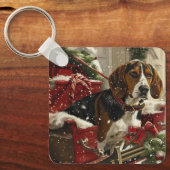 Porte-clés Treeing Walker Coonhound Chien Noël Festif (Recto)