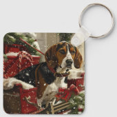 Porte-clés Treeing Walker Coonhound Chien Noël Festif (Dos)