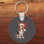 Porte-clés Treeing Walker Coonhound Dog Christmas Lights Sant (Recto)