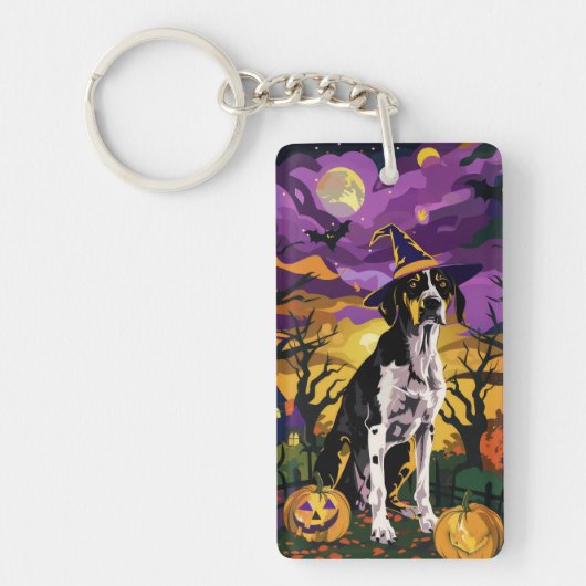 Porte-clés Treeing Walker Coonhound Halloween Sorcière Citrou (Devant)