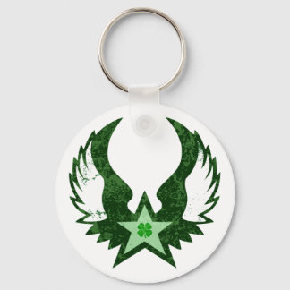Porte-clés trèfle à quatre feuilles. étoile ailée.