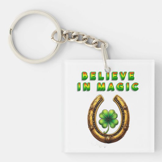 🍀 Porte-clés Trèfle Chanceux Fer à Cheval Doré Ca (Devant)