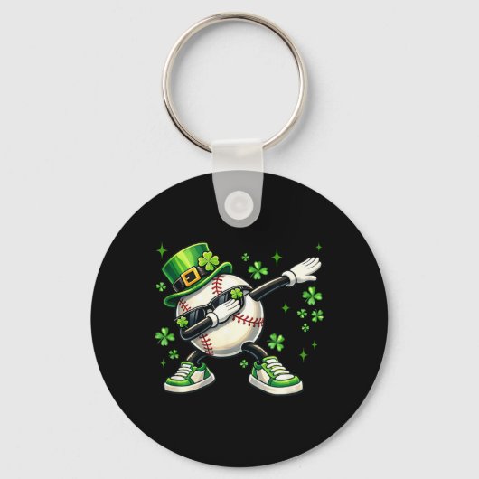 Porte-clés Trèfle Dabbing Baseball Saint-Patrick Enfants Garç (Recto)