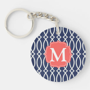 Porte-clés Treillis moderne élégant de bleu marine décoré