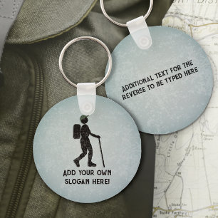 Porte-clés Trek and Hike Theme Walking Guy, votre propre text