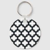 Porte-clés Trellis blanc et noir, treillis, Quatrefoil (Recto)
