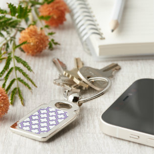 Porte-clés Trellis blanc et violet, treillis, Quatrefoil