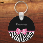 Porte-clés Trendy Black And White Zebra Print Rose Ribbon (Recto)