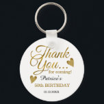 Porte-clés Trendy Black Gold 50th Birthday Thank You Favor<br><div class="desc">50th birthday thank you favor gift keychain in classy black and gold typography .</div>