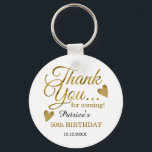 Porte-clés Trendy Black Gold 50th Birthday Thank You Favor<br><div class="desc">50th birthday thank you favor gift keychain in classy black and gold typography .</div>